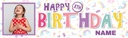 Personalised Happy Birthday Banner - Rainbow Party - Custom Name, AGE & 1 Photo Upload