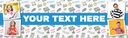 Personalised Happy Birthday Banner - Retro Gaming Kids - Custom Text & 4 Photo Upload