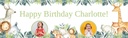 Personalised Happy Birthday Banner - Safari Animal Friends - Custom Text & 2 Photo Upload