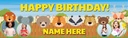 Personalised Happy Birthday Banner - Safari Animals Kids - Custom Name & 4 Photo Upload