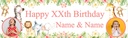 Personalised Happy Birthday Banner - Safari Animals Twins - Custom Name & 2 Photo Upload