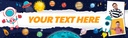 Personalised Happy Birthday Banner - Space Planets - Custom Text & 2 Photo Upload