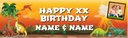 Personalised Happy Birthday Banner - Volcano Dinosaur Twins - Custom Name & 1 Photo Upload
