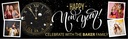 Personalised Happy New Year Banner - Black & Gold Stroke Of Midnight - Custom Text & 4 Photo Upload