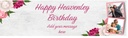 Personalised Heavenly Birthday Banner - Pink Floral Design - Custom Name & 2 Photo Upload