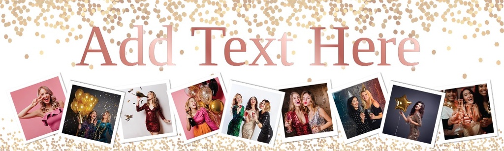 Personalised Hen Do Banner - Gold & Pink Party Occasion - 9 Photo Upload
