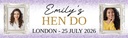Personalised Hen Do Banner - Welcome To The Hen Party Purple - Custom Name & 2 Photo Upload