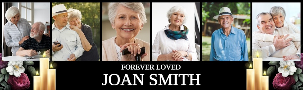 Personalised Memorial Banner - Funeral - Custom Name Date & 6 Photo Upload