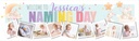 Personalised Naming Day Banner - Bunny & Stars - Custom Name & 9 Photo Upload