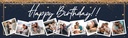 Personalised Party Banner - Blue & Gold - Custom Text & 9 Photo Upload