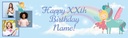 Personalised Party Banner - Blue Unicorn - Custom Text 3 Photo Upload