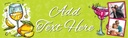Personalised Birthday Party Banner - Cocktail Design- Custom Text & 2 Photo Upload