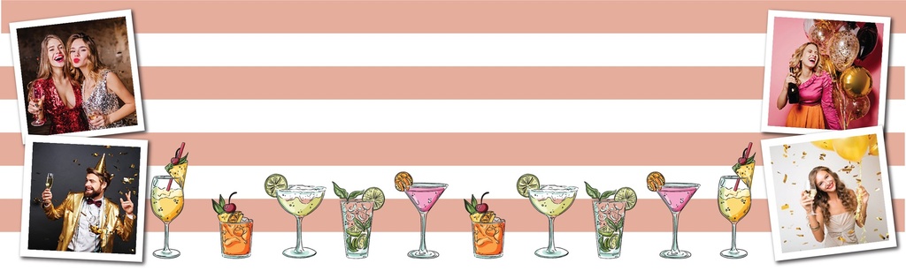 Personalised Party Banner - Cocktails - Custom Text & 4 Photo Upload