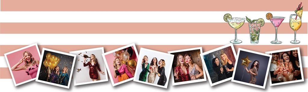 Personalised Party Banner - Cocktails - Custom Text & 9 Photo Upload