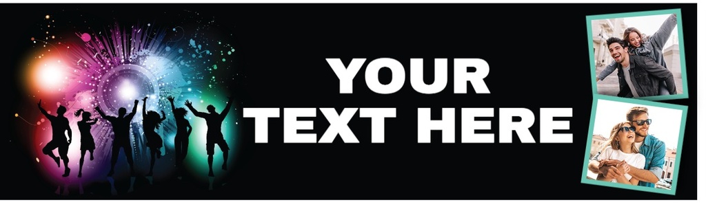 Personalised Party Banner - Dance Club - Custom Text & 2 Photo Upload