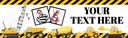 Personalised Party Banner - Diggers Cranes & Trucks - Custom Text & 2 Photo Upload