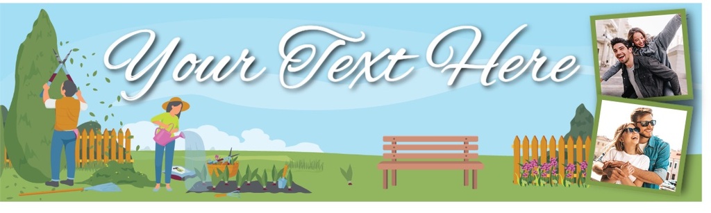 Personalised Party Banner - Gardening - Custom Text & 2 Photo Upload