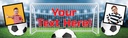 Personalised Party Banner - Kids Football Goal 2 - Custom Text & 2 Photo Upload