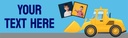 Personalised Party Banner - Kids Yellow Digger - Custom Text & 2 Photo Upload
