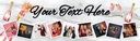 Personalised Party Banner - Pink Champagne - 9 Photo Upload & Custom Text