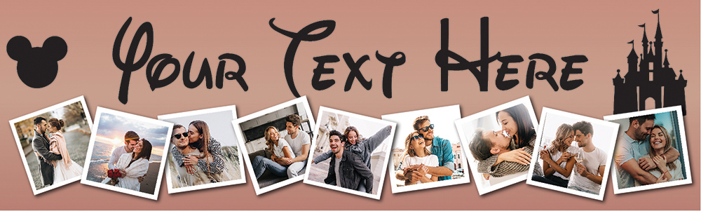 Personalised Birthday Banner - Princess Theme - Custom Text & 9 Photo Upload