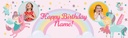 Personalised Party Banner - Rainbow Fairies & Unicorn - Custom Text & 2 Photo Upload