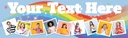 Personalised Party Banner - Rainbow Swirl - Custom Text & 9 Photo Upload