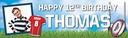 Personalised Party Banner - Rugby Red Blue White - Custom Name & 1 Photo Upload