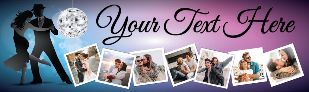 Personalised Party Banner - Strictly Ballroom Dance - Custom Text & 7 Photo Upload