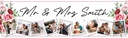 Personalised Wedding Banner - Pink Flowers - Custom Names & 9 Photo Upload