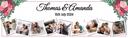 Personalised Wedding Banner - Pink Roses - Custom Name, Date & 9 Photo Upload
