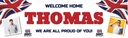 Personalised Welcome Home Banner - British Flag Army - Custom Name & 2 Photo Upload