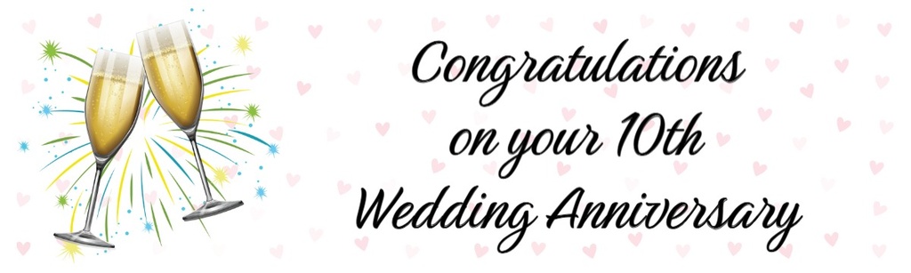 10th Wedding Anniversary Banner - Champagne Design