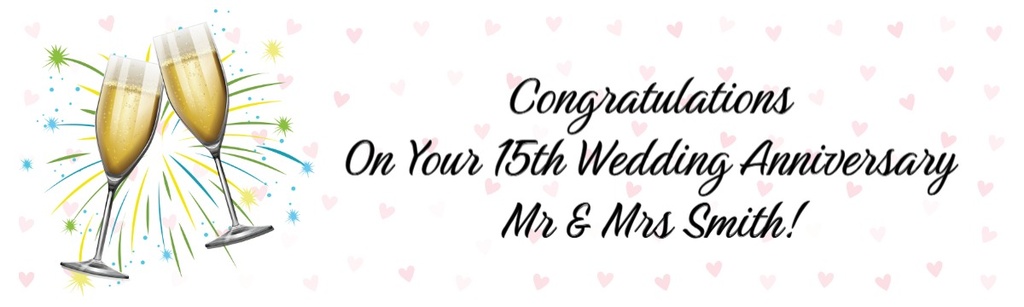 15th Wedding Anniversary Banner - Champagne Design