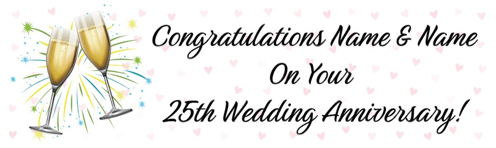 25th Wedding Anniversary Banner - Champagne Design