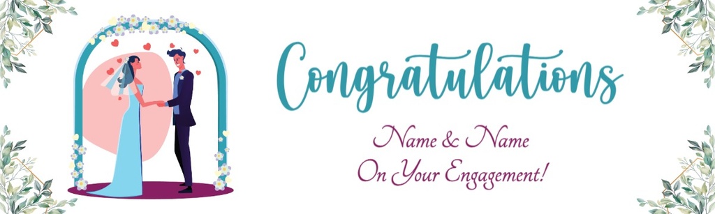 Engagement Party Banner - Blue Congratulations-Custom Text