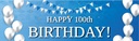 Happy 100th Birthday Banner - Blue & White