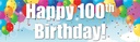 Happy 100th Birthday Banner - Party Balloons