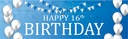 Happy 16th Birthday Banner - Blue & White