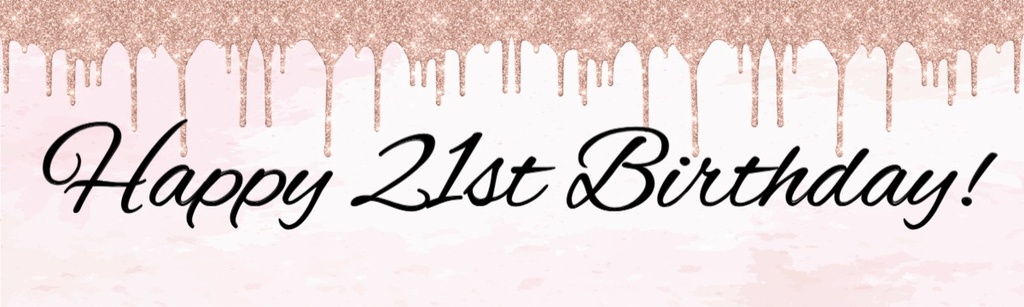 Happy 21st Birthday Banner - Pink Glitter