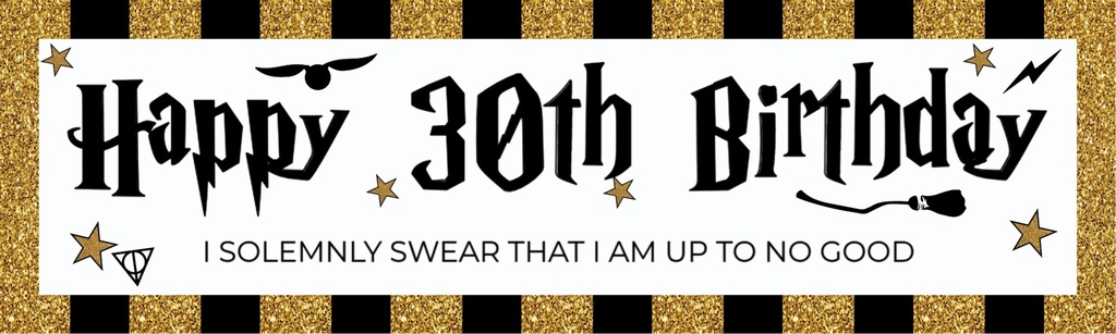 Happy 30th Birthday Banner - Wizard Witch Design