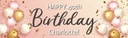 Happy 40th Birthday Banner - Pink & Gold Balloons