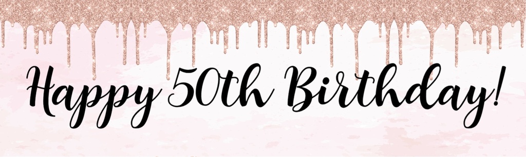 Happy 50th Birthday Banner - Pink Glitter