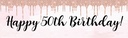 Happy 50th Birthday Banner - Pink Glitter
