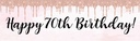 Happy 70th Birthday Banner - Pink Glitter