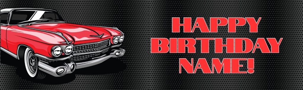 Happy Birthday Banner - Classic Red Car