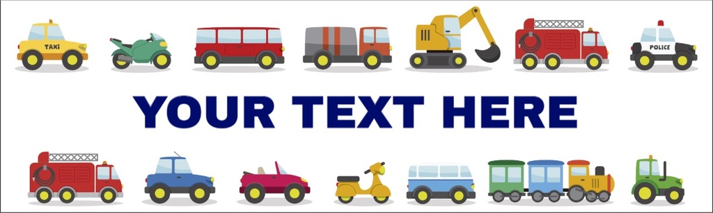 Happy Birthday Banner - Diggers Trucks & Trains Kids