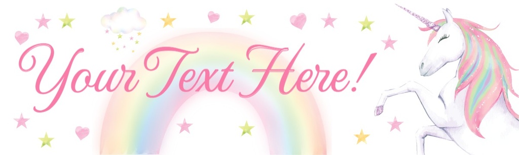 Happy Birthday Banner - Hearts & Stars Rainbow Unicorn