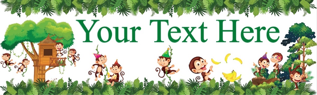 Happy Birthday Banner - Jungle Monkey Treehouse