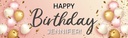 Happy Birthday Banner - Pink White & Gold Party Balloons